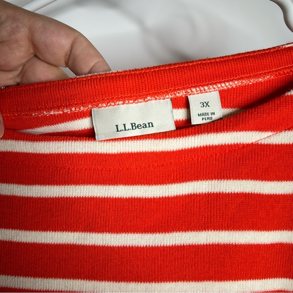 LL Bean Orange Striped Sweater, 100% cotton, Size 3X - Picture 4 of 7